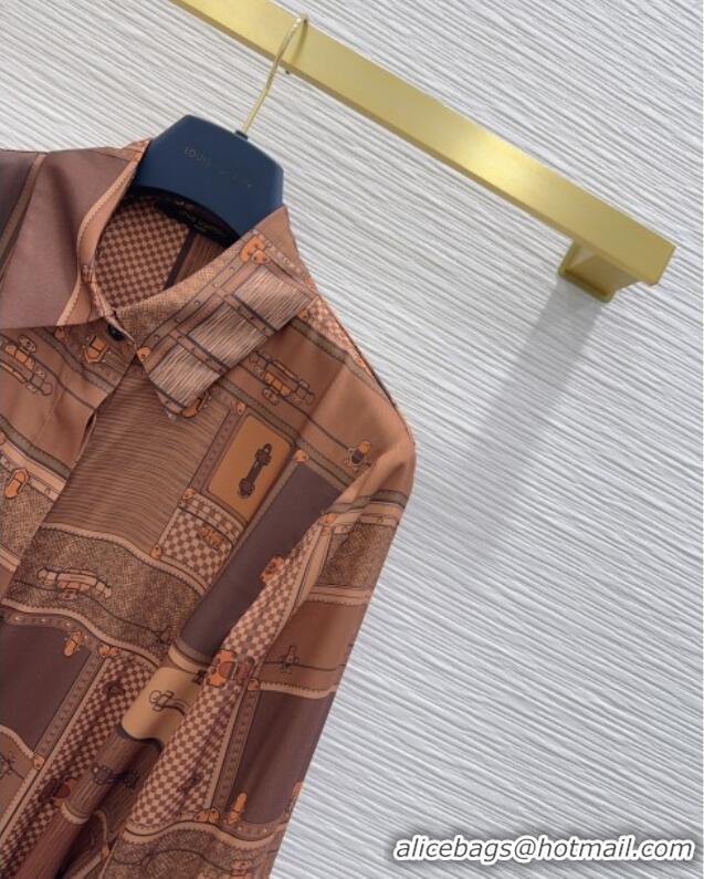 Grade Design Louis Vuitton Silk Dress LV121805 Brown 2025