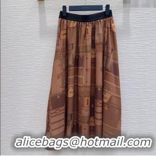 Buy Fashionable Louis Vuitton Silk Skirt LV121806 Brown 2025
