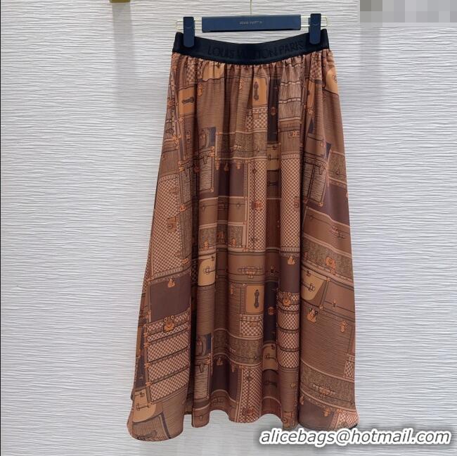 Buy Fashionable Louis Vuitton Silk Skirt LV121806 Brown 2025
