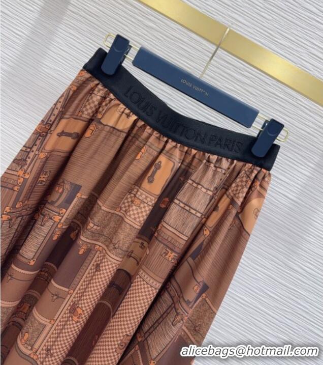 Buy Fashionable Louis Vuitton Silk Skirt LV121806 Brown 2025
