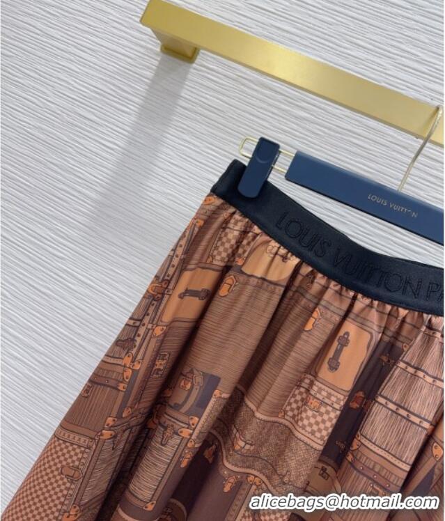Buy Fashionable Louis Vuitton Silk Skirt LV121806 Brown 2025