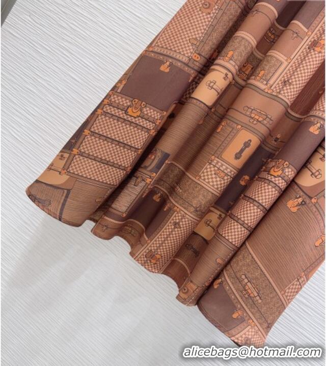 Buy Fashionable Louis Vuitton Silk Skirt LV121806 Brown 2025