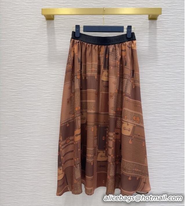 Buy Fashionable Louis Vuitton Silk Skirt LV121806 Brown 2025