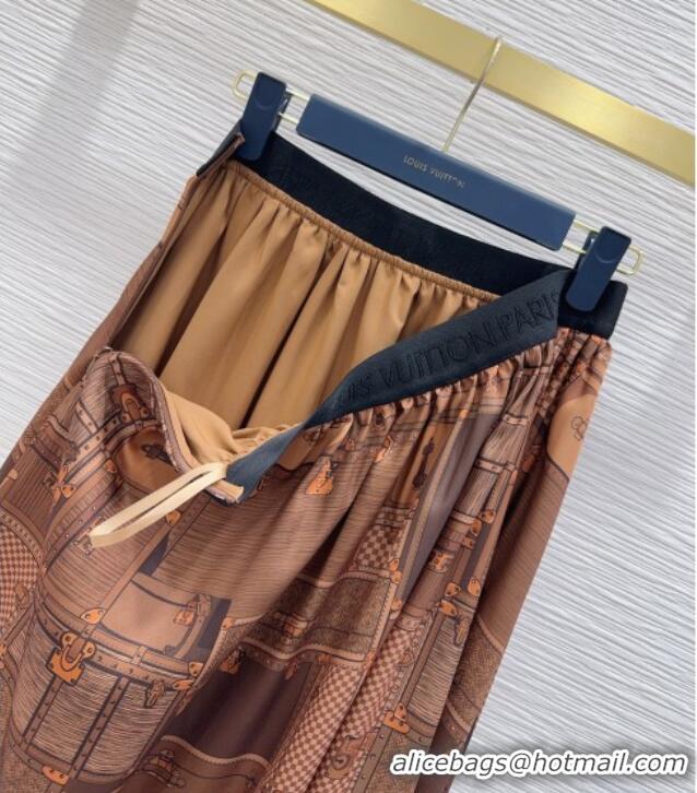 Buy Fashionable Louis Vuitton Silk Skirt LV121806 Brown 2025