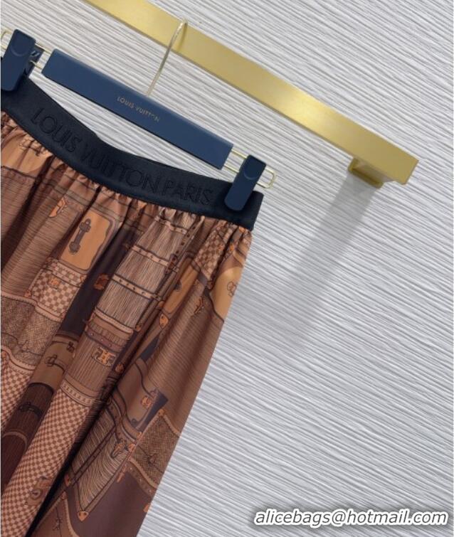 Buy Fashionable Louis Vuitton Silk Skirt LV121806 Brown 2025