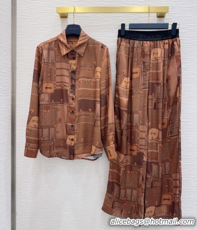 Super Quality Louis Vuitton Silk Pants LV121807 Brown 2025