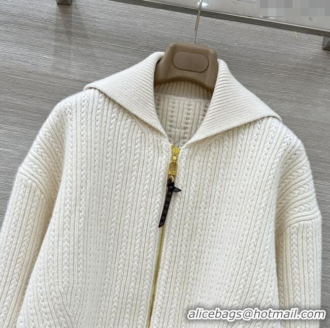 ​Top Quality Louis Vuitton Wool & Cashmere Zipped Cardigan LV121809 Beige 2025