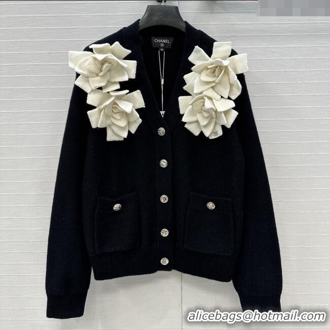 Top Quality Chanel Wool & Cashmere Cardigan CH121819 Black 2025