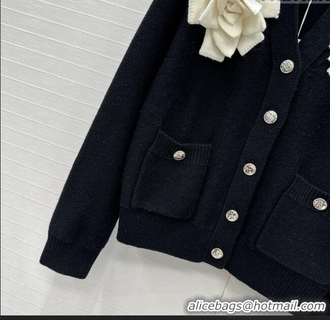 Top Quality Chanel Wool & Cashmere Cardigan CH121819 Black 2025