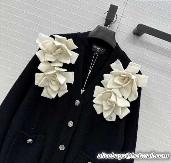 Top Quality Chanel Wool & Cashmere Cardigan CH121819 Black 2025