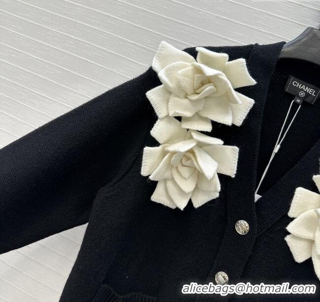 Top Quality Chanel Wool & Cashmere Cardigan CH121819 Black 2025