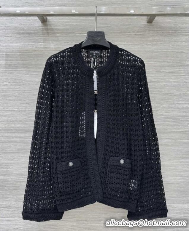 Buy Fashionable Chanel Knit Cardigan CH121822 Black 2025