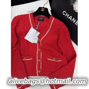 Good Product Discount Chanel Knit Cardigan CH121824 Red 2025