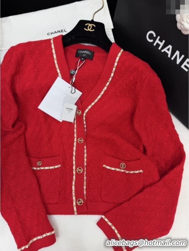 Good Product Discount Chanel Knit Cardigan CH121824 Red 2025