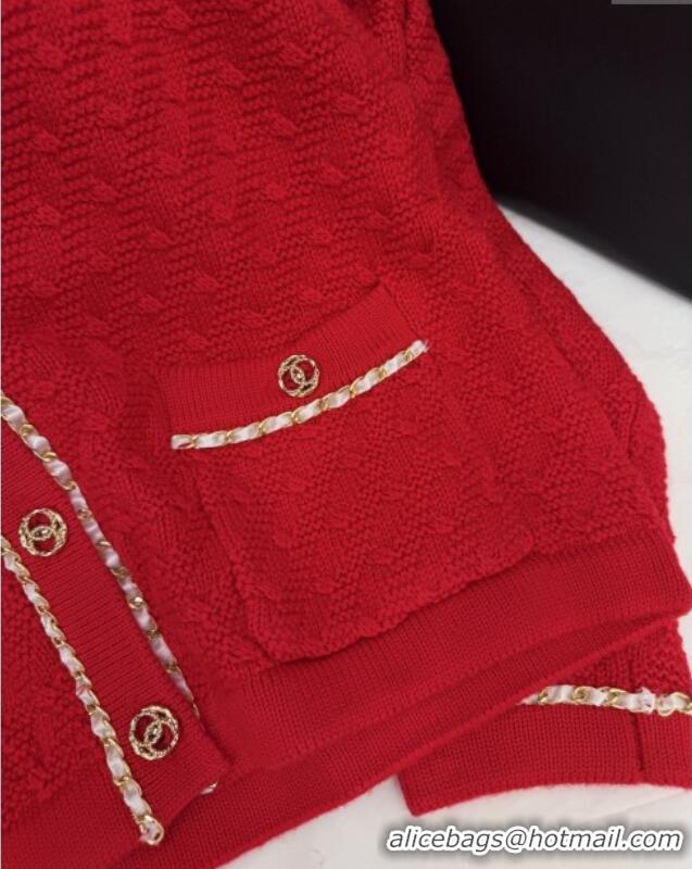 Good Product Discount Chanel Knit Cardigan CH121824 Red 2025