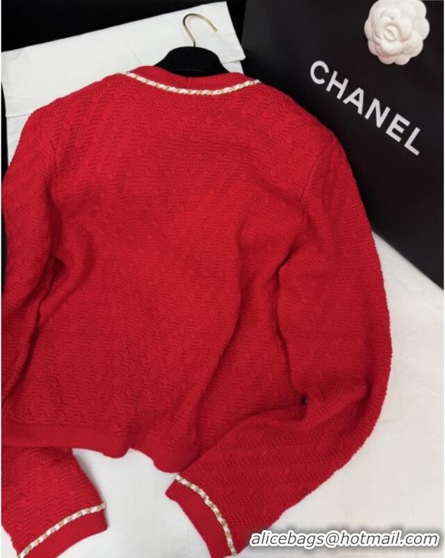 Good Product Discount Chanel Knit Cardigan CH121824 Red 2025