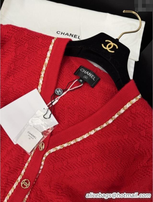 Good Product Discount Chanel Knit Cardigan CH121824 Red 2025