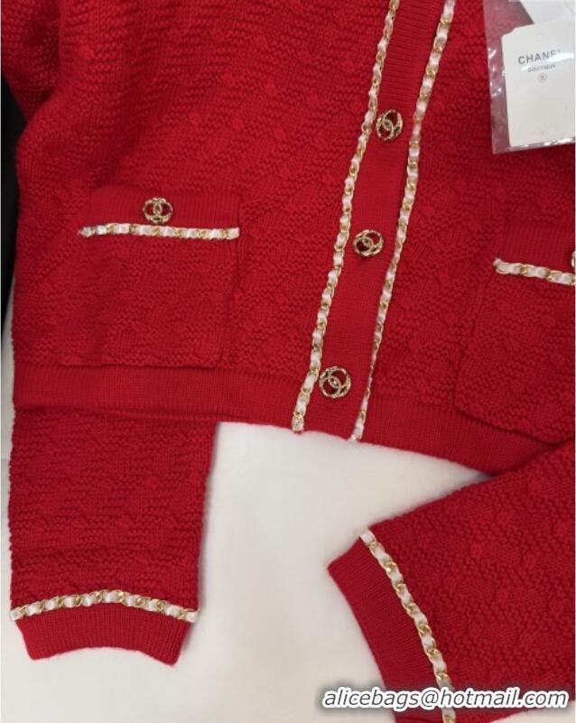 Most Popular Chanel Knit Cardigan CH121825 Red 2025