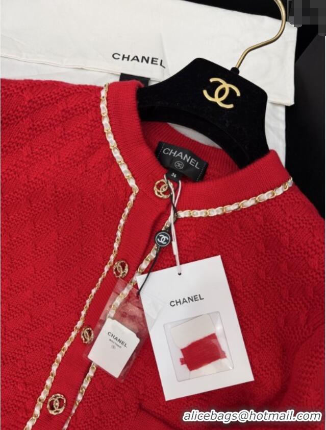 Most Popular Chanel Knit Cardigan CH121825 Red 2025