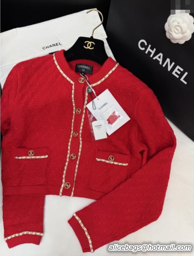 Most Popular Chanel Knit Cardigan CH121825 Red 2025