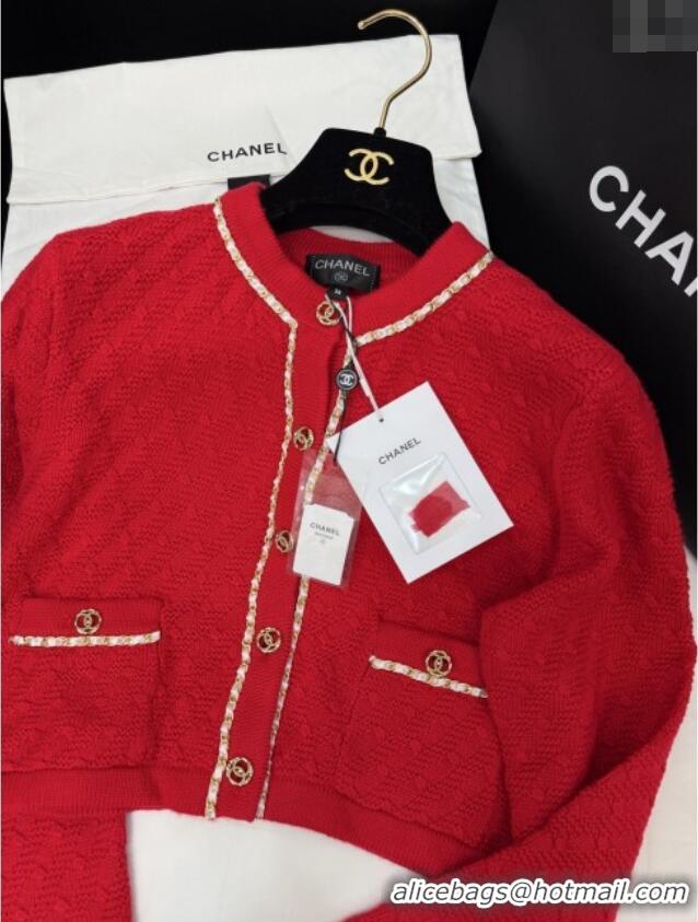 Most Popular Chanel Knit Cardigan CH121825 Red 2025