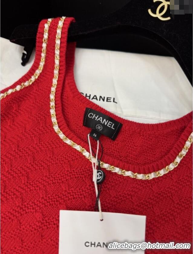 Luxury Cheap Chanel Knit Dress CH121826 Red 2025