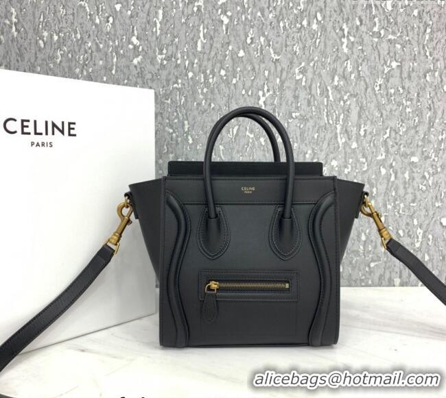 Wholesale Cheap Celine Nano Luggage Bag in Smooth Calfskin 189243 Black