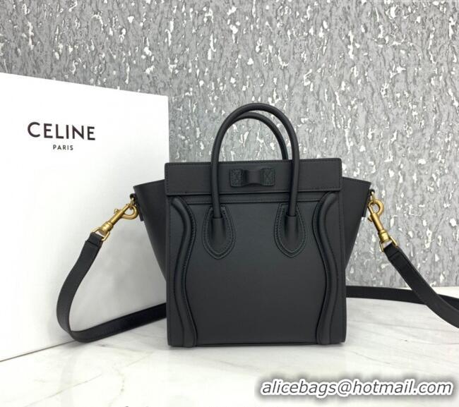 Wholesale Cheap Celine Nano Luggage Bag in Smooth Calfskin 189243 Black