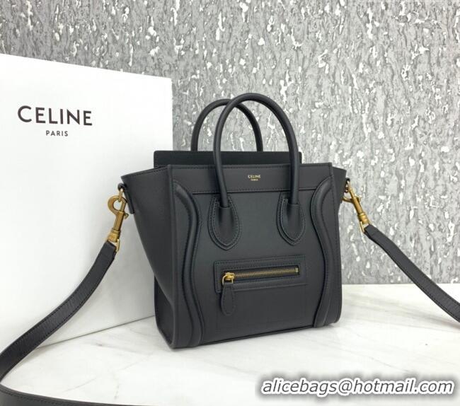 Wholesale Cheap Celine Nano Luggage Bag in Smooth Calfskin 189243 Black