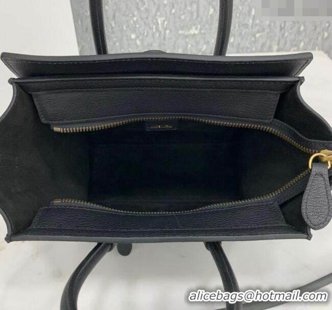 Market Sells Celine Nano Luggage Bag in Grained Calfskin 189243 Black/Gold 2023