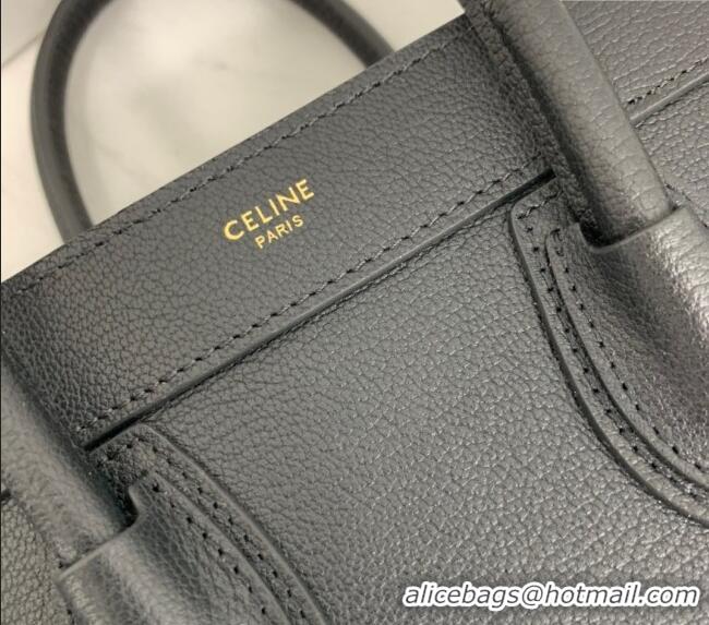 Market Sells Celine Nano Luggage Bag in Grained Calfskin 189243 Black/Gold 2023