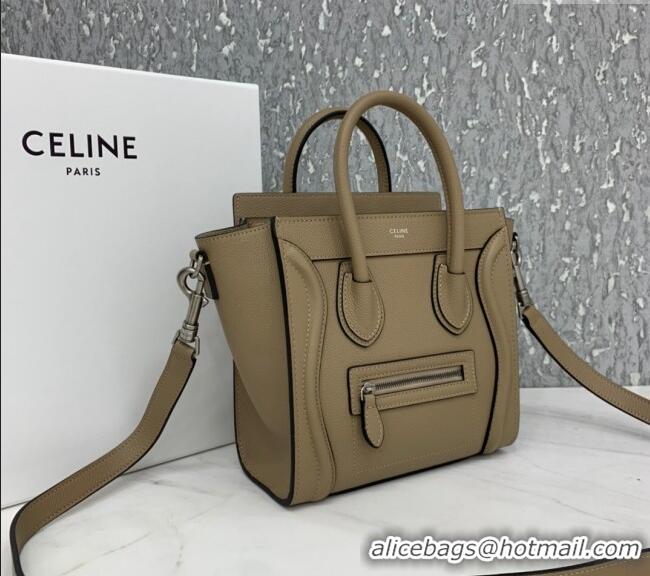 Spot Bulk Celine Nano Luggage Bag in Grained Calfskin 189243 Beige 2023