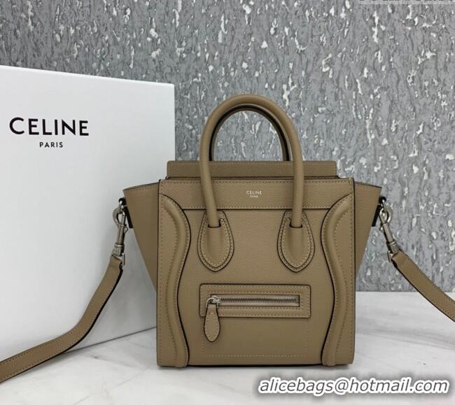 Spot Bulk Celine Nano Luggage Bag in Grained Calfskin 189243 Beige 2023