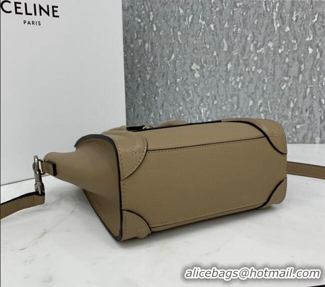 Spot Bulk Celine Nano Luggage Bag in Grained Calfskin 189243 Beige 2023