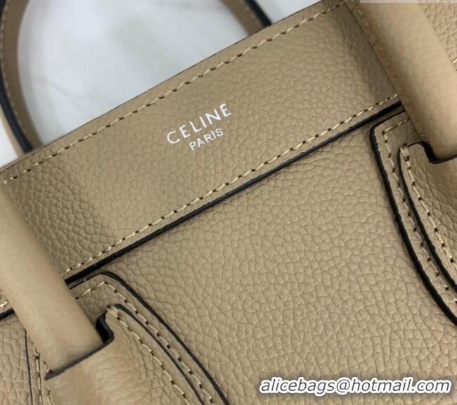 Spot Bulk Celine Nano Luggage Bag in Grained Calfskin 189243 Beige 2023
