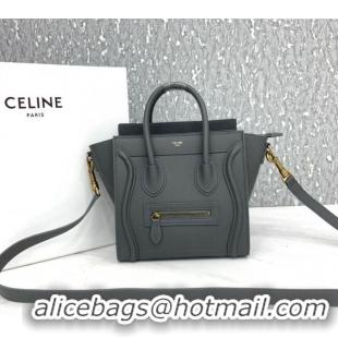 Market Sells Celine Nano Luggage Bag in Grained Calfskin 189243 Storm Grey 2023