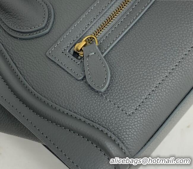 Market Sells Celine Nano Luggage Bag in Grained Calfskin 189243 Storm Grey 2023