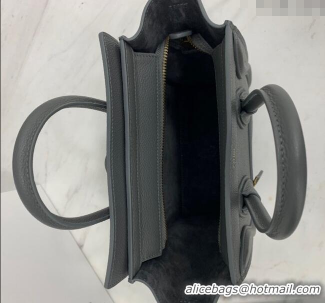 Market Sells Celine Nano Luggage Bag in Grained Calfskin 189243 Storm Grey 2023
