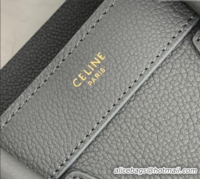 Market Sells Celine Nano Luggage Bag in Grained Calfskin 189243 Storm Grey 2023