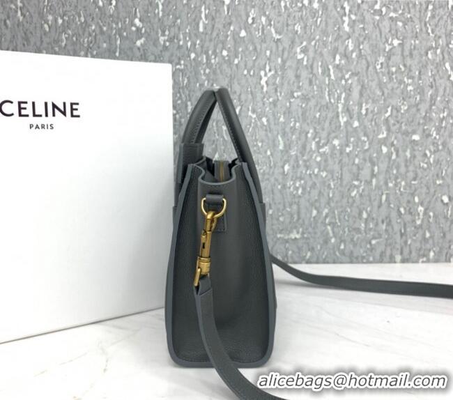 Market Sells Celine Nano Luggage Bag in Grained Calfskin 189243 Storm Grey 2023