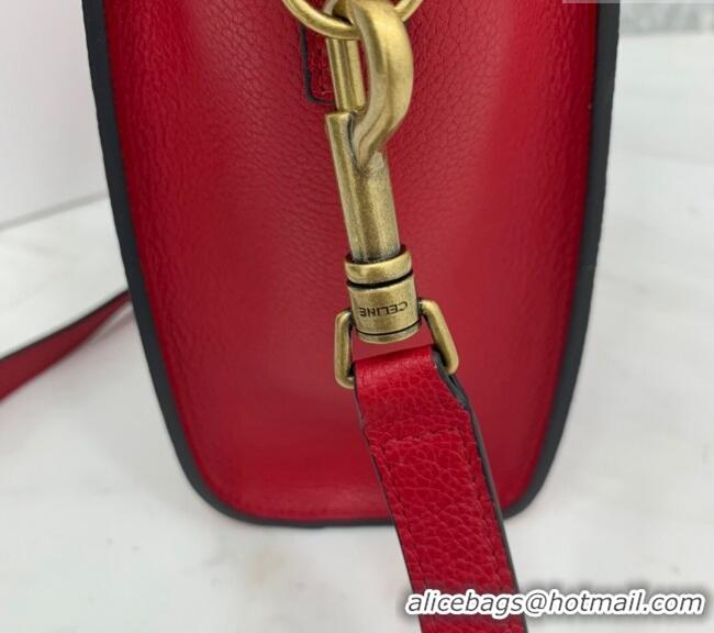 Spot Bulk Celine Nano Luggage Bag in Grained Calfskin 189243 Red 2023