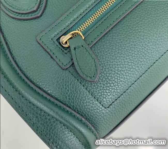 Buy Classic Celine Nano Luggage Bag in Grained Calfskin 189243 Green 2023