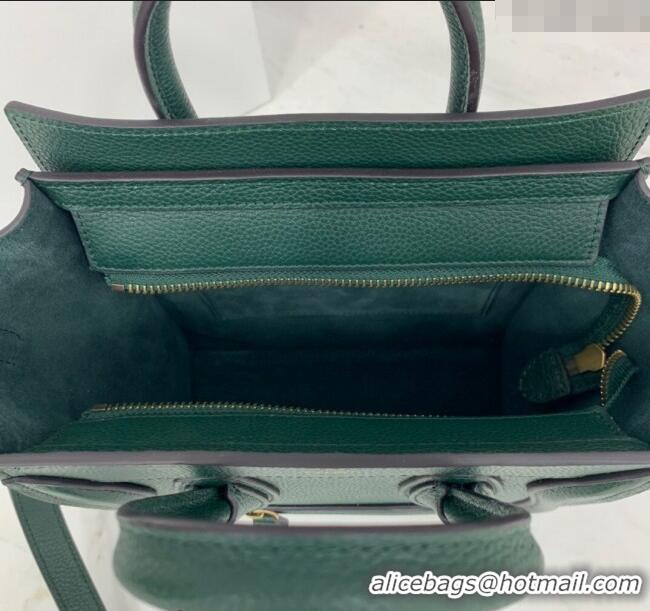 Buy Classic Celine Nano Luggage Bag in Grained Calfskin 189243 Green 2023