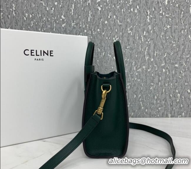 Buy Classic Celine Nano Luggage Bag in Grained Calfskin 189243 Green 2023