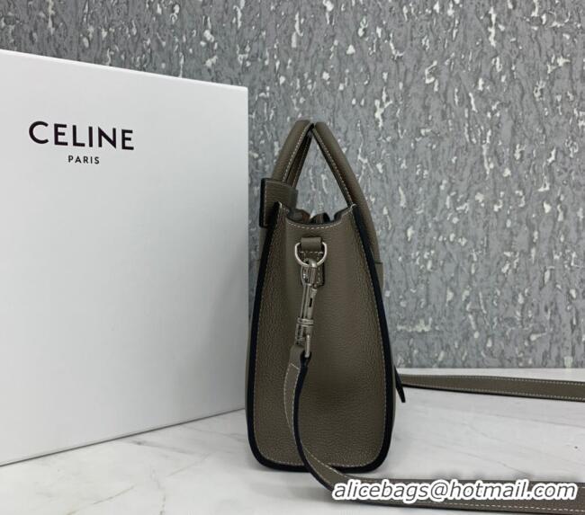 Buy Classic Celine Nano Luggage Bag in Grained Calfskin 189243 Grey 2023
