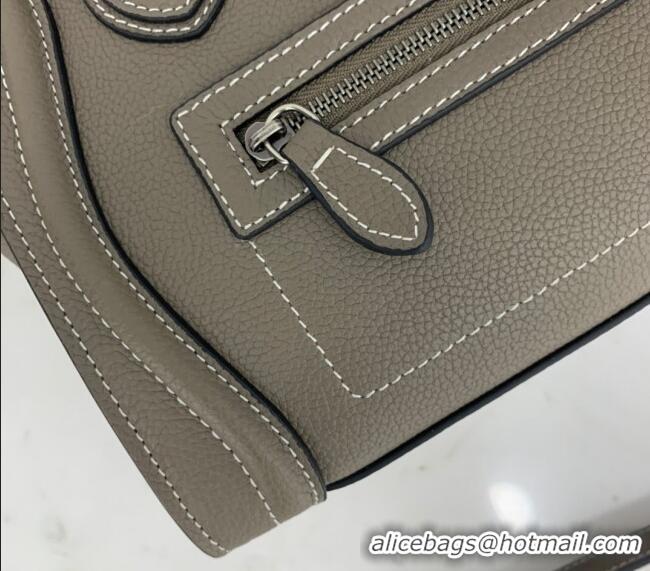 Buy Classic Celine Nano Luggage Bag in Grained Calfskin 189243 Grey 2023