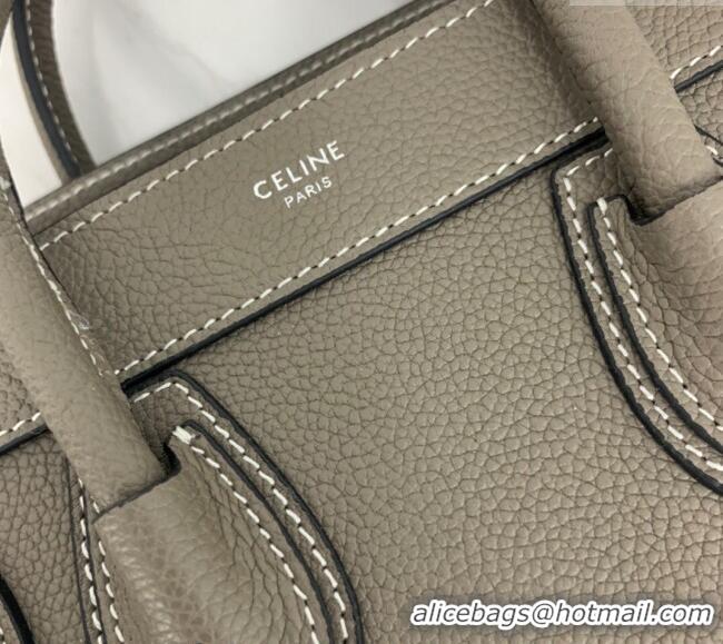 Buy Classic Celine Nano Luggage Bag in Grained Calfskin 189243 Grey 2023