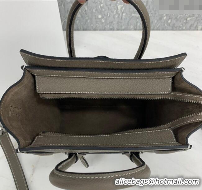 Buy Classic Celine Nano Luggage Bag in Grained Calfskin 189243 Grey 2023
