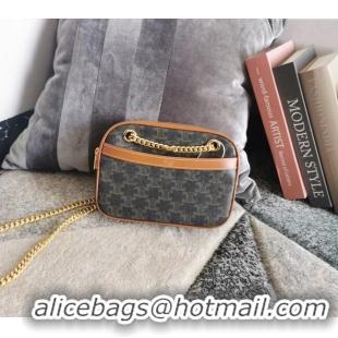 Original Cheap Celine Patapans Small Bag in Triomphe Canvas and Calfskin 196252 Brown 2024