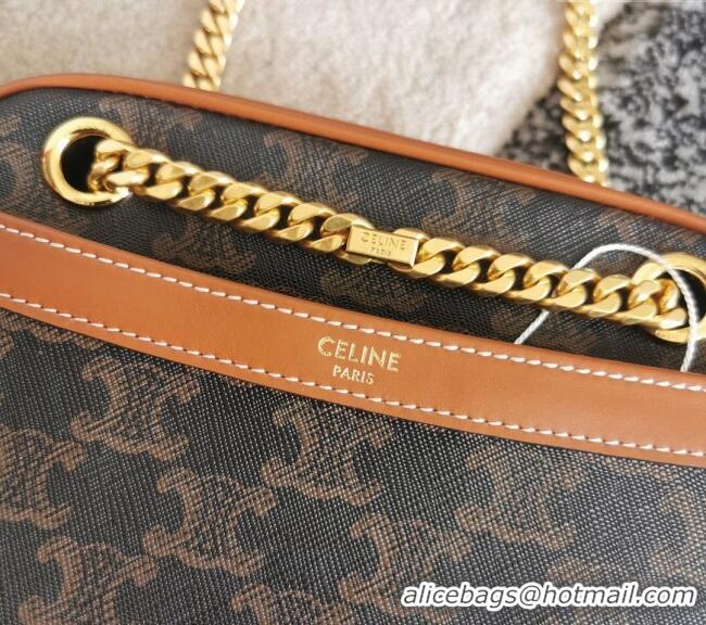 Original Cheap Celine Patapans Small Bag in Triomphe Canvas and Calfskin 196252 Brown 2024